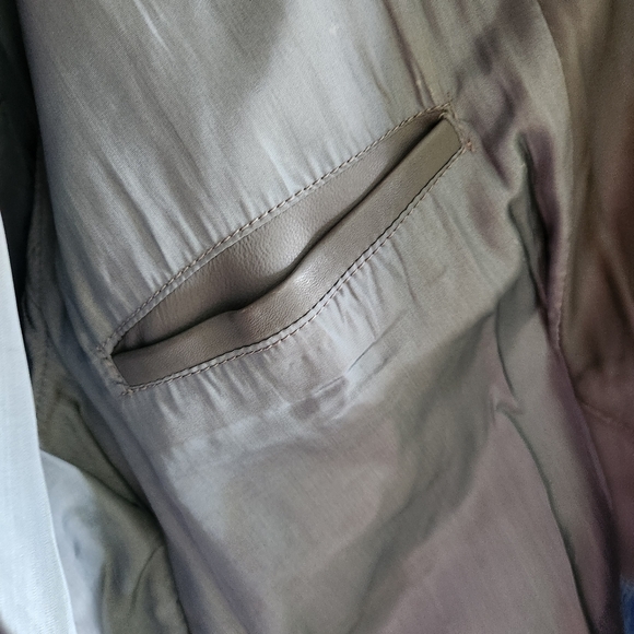 XXL Gray Vintage Leather 90s Coat Jacket - Picture 9 of 9